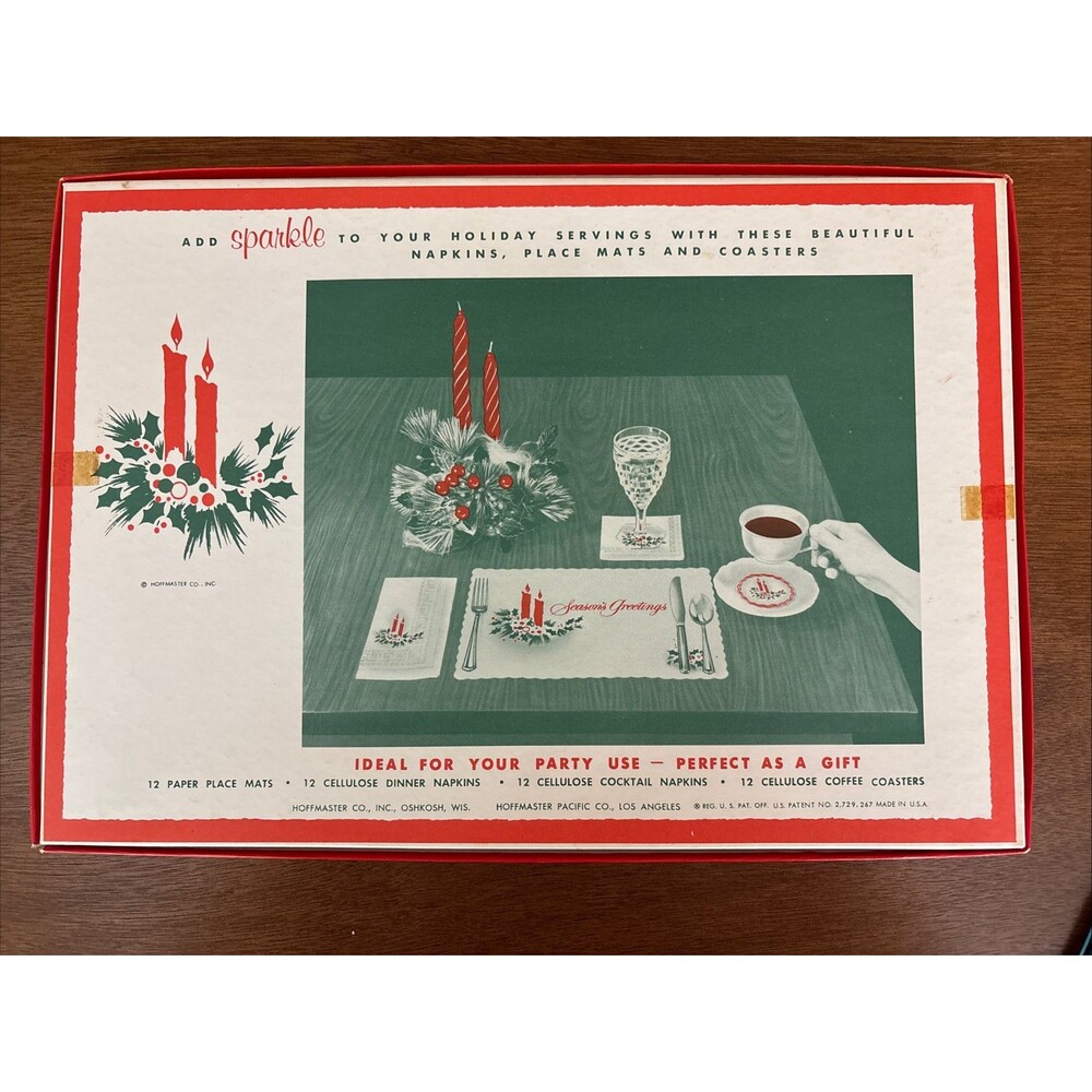 12 Place Setting Hoffmaster Vintage Christmas Holiday Hostess Wreath Red Candle - Picture 3 of 3